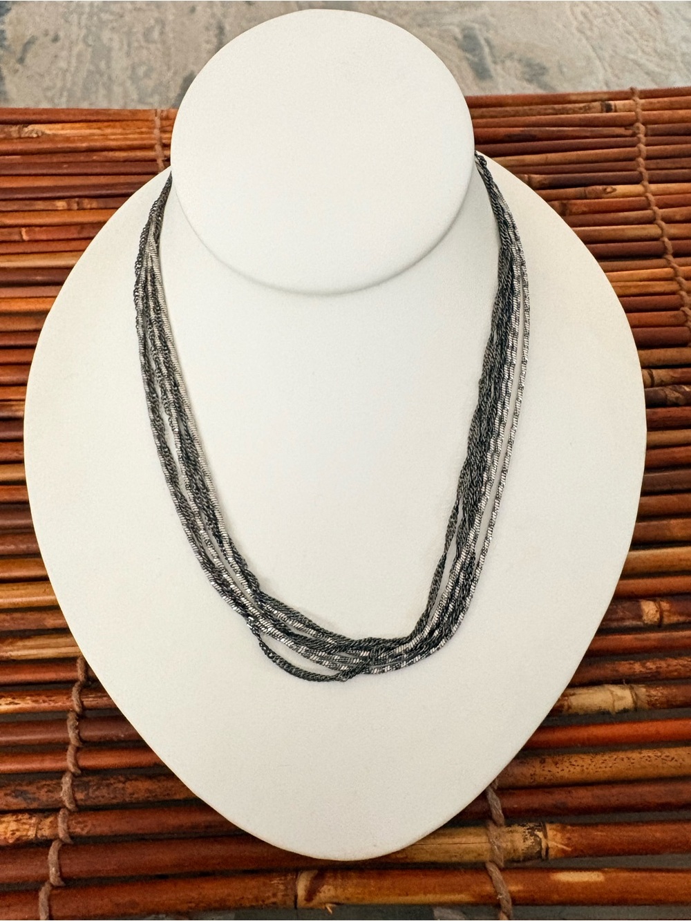 New York & Company Gunmetal Multi-Strand Layered Necklace 16.5”-19”